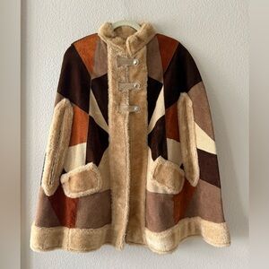 Vintage 70s Boho Patchwork leather cape